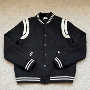 Saint Laurent Classic Teddy Black and White Color Block Jacket